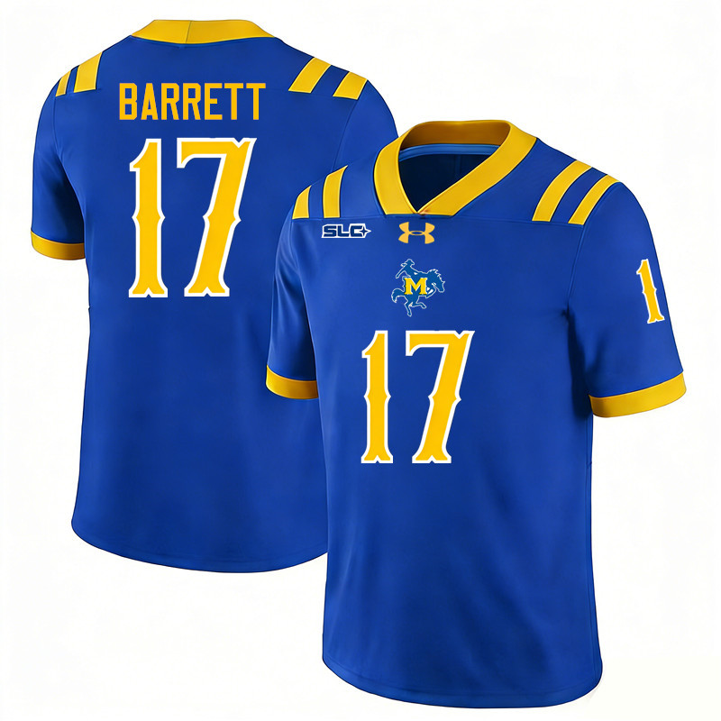 McNeese Cowboys #17 Landon Barrett College Football Jerseys,Uniforms-Royal